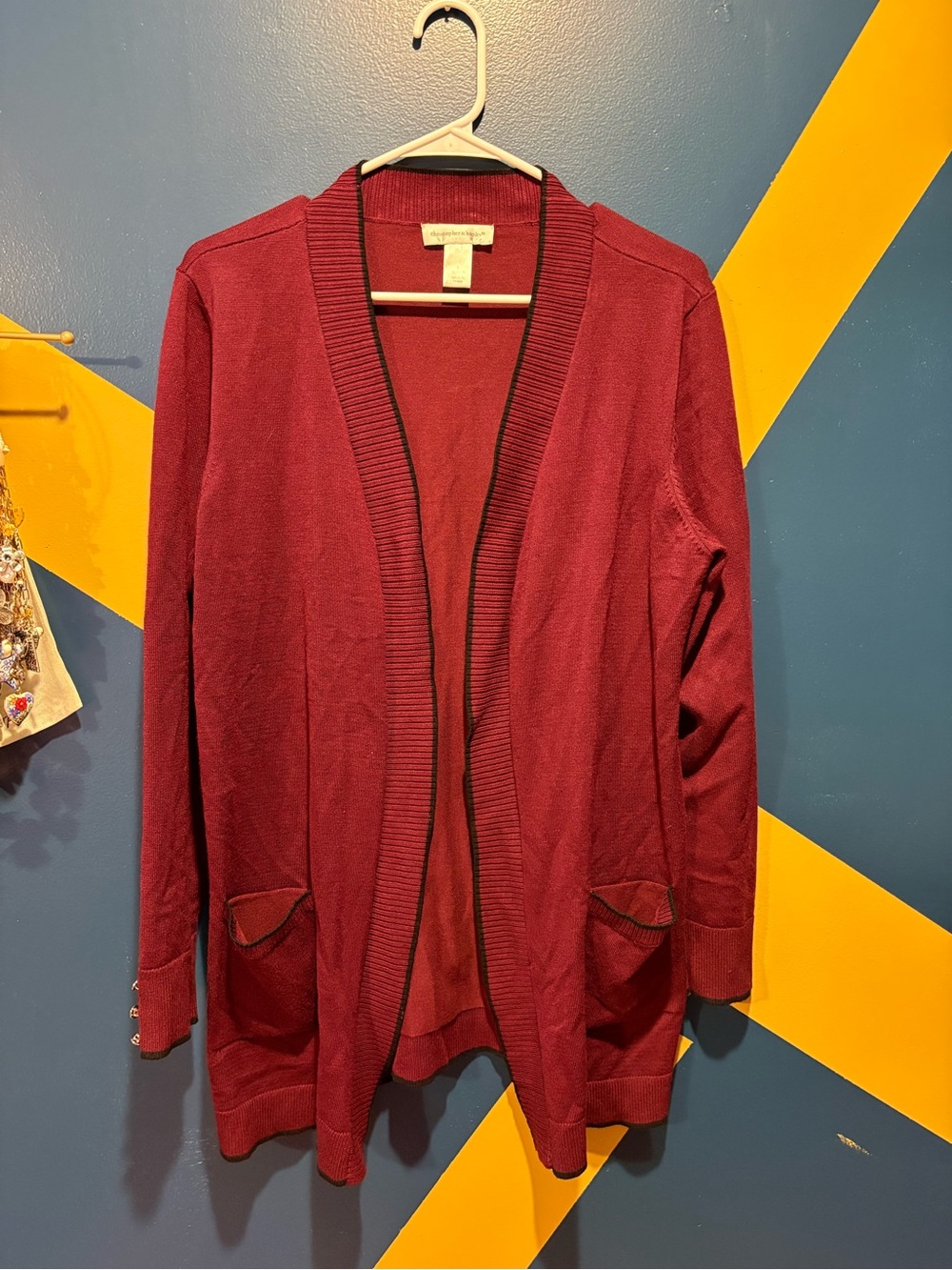 Christopher & Banks Burgundy Midweight Longline Cardigan EUC